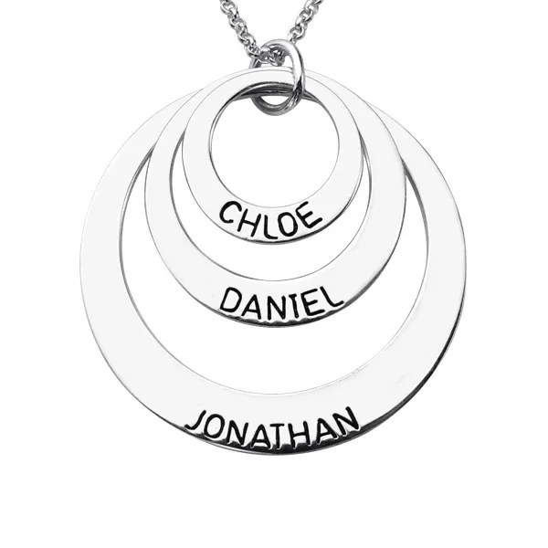 Engraved Sterling Silver Three Disc Necklace for Mothers