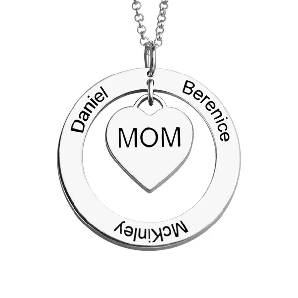 Family Names Necklace For Mom Sterling Silver