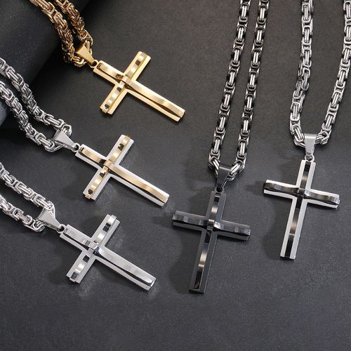 Hip Hop Christian Cross Stainless Steel Men's Pendant Necklace 133 sales