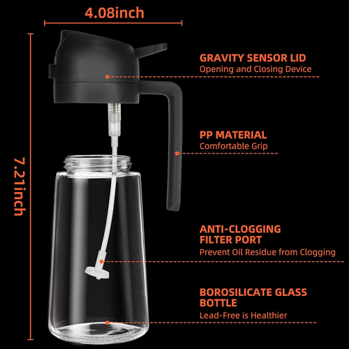 470ml Mist 2 in 1 Olive Oil Dispenser Bottle Premium Glass Oil spray Bottle Oil Sprayer for Cooking 918 sales