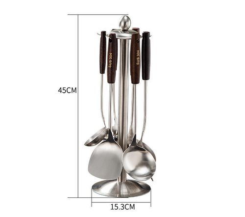 Manufacturer Wholesale Multi Functional Kitchenware Set With 304 Stainless Steel Material and Wooden Handle Kitchenware Set