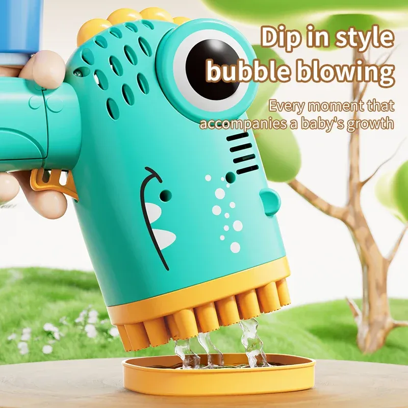 40-Hole Dinosaur-Shaped Handheld Bubble Machine — Electric Bubble Gun, Outdoor Party Toy (Bubble Solution Not Included)