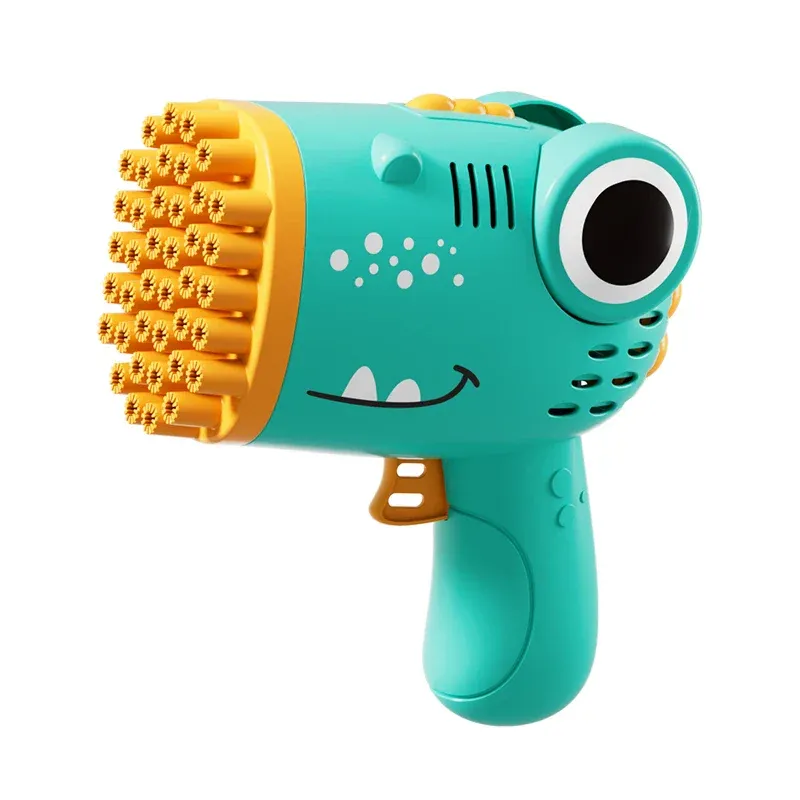 40-Hole Dinosaur-Shaped Handheld Bubble Machine — Electric Bubble Gun, Outdoor Party Toy (Bubble Solution Not Included)