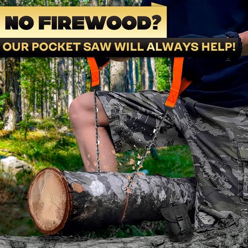 Manual Chain Saw - Survival Pocket Chainsaw with Bag | Manganese Steel 63.5cm Folding Tree Saw with Bidirectional Teeth, a Must-Have for Camping Gear, Survival Gear, or Emergency Setups