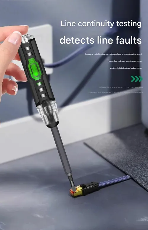 Electrical tester pen, multi-functional electrician's tool, dual-purpose flathead and Phillips screwdriver, multi-purpose circuit testing and voltage detection pen with strong magnetic tip.