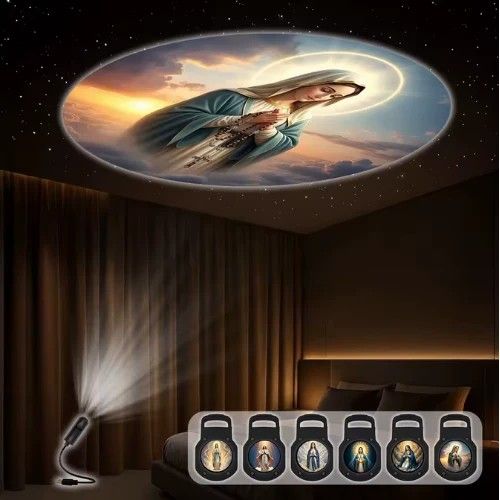 Buy Jesus Projection Night Light - 6 Sacred Patterns USB Lamp | Faith Home Decor