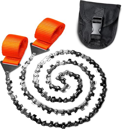 Manual Chain Saw - Survival Pocket Chainsaw with Bag | Manganese Steel 63.5cm Folding Tree Saw with Bidirectional Teeth, a Must-Have for Camping Gear, Survival Gear, or Emergency Setups