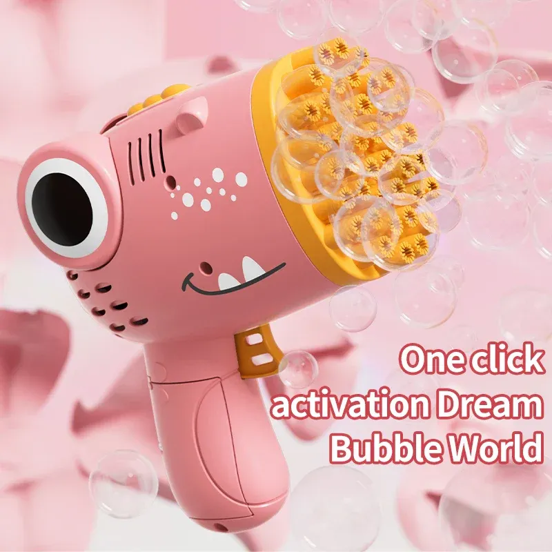 40-Hole Dinosaur-Shaped Handheld Bubble Machine — Electric Bubble Gun, Outdoor Party Toy (Bubble Solution Not Included)