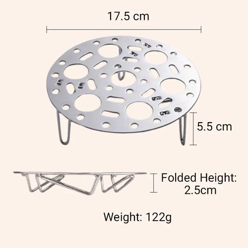 Silver Stainless Steel Steamer Rack with Stand for Cooking