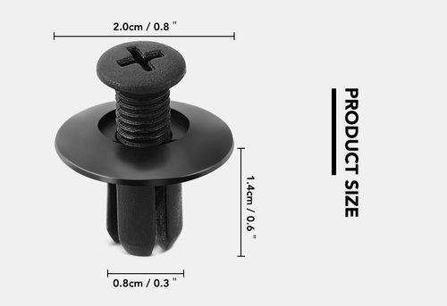 100 universal automotive fastening clips, suitable for Toyota, Ford, Honda, Smart Fortwo and Forfour models.