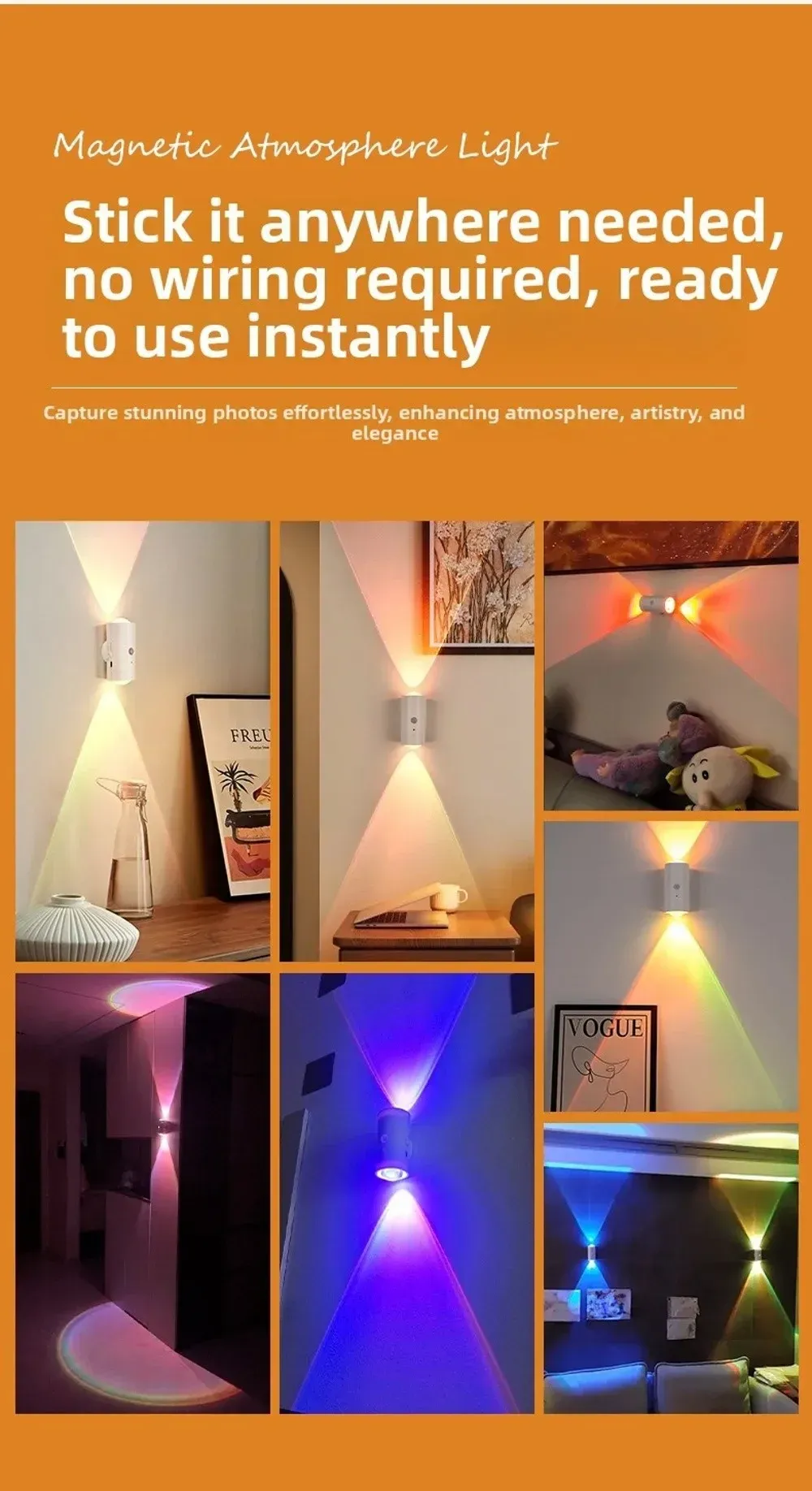 Automatic Motion Sensor Night Light – Human Body Detection, 7 Color LED Wall Lamp