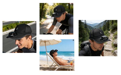 Breathable Solar-Powered Fan Baseball Cap（1PCS black）