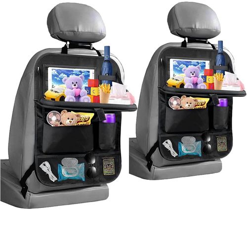 Car Backseat Organizer, Seat Back Cover with 10 Storage Pockets and 11-inch Tablet Holder, Waterproof Backseat Protective Cover