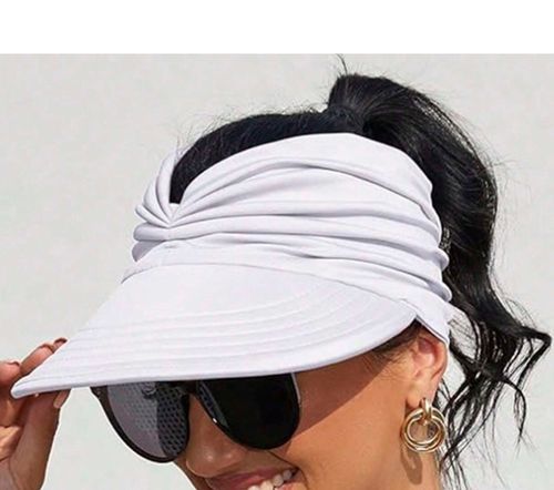 2PCS Sun Visor Hat for Women (Black & White) | UPF 50+ UV Protection Wide Brim Cap for Beach, Travel & Outdoor