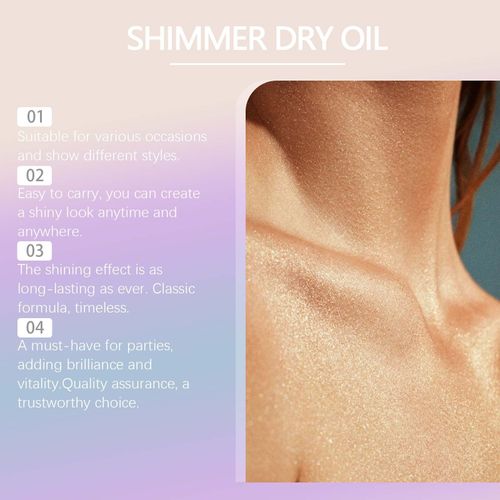 Party Body Glitter Oil | Brightening Shimmer Dry Oil for Weddings, Nightclubs & Beach Parties | Safe & Comfortable for Face and Body