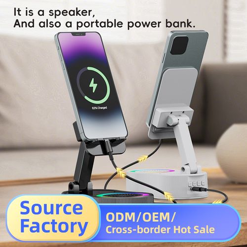 Multifunctional Phone Holder with Power Bank and Bluetooth Speaker