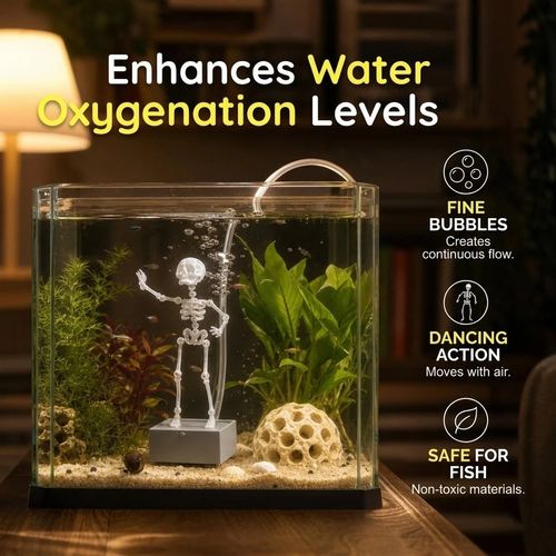 Dancing Skeleton Fish Tank Aerator Decor - 15.5cm Bubbler with Tube