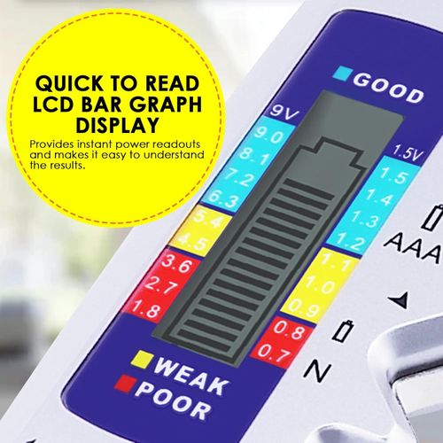 Universal Battery Tester LCD Display | Check AA, AAA, 9V & Button Cells