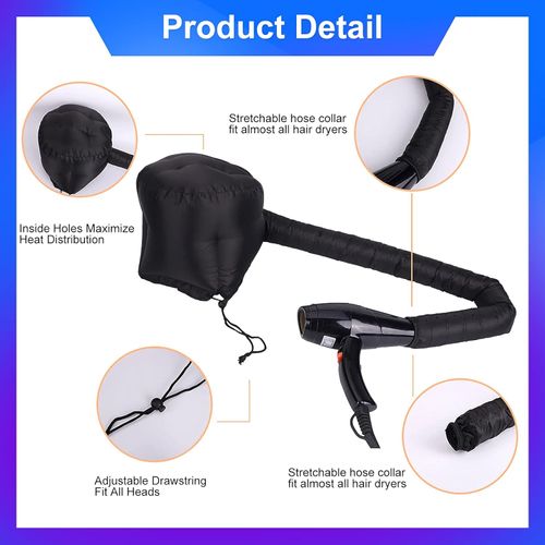 Soft Bonnet Hair Dryer Attachment with Hose, Speed Up Full Hair Drying, No Damage to Hair, Easy to Wear, Suitable for All Head Shapes