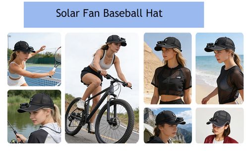 Breathable Solar-Powered Fan Baseball Cap（1PCS black）