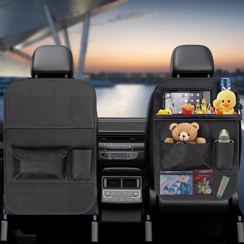 Car Backseat Organizer, Seat Back Cover with 10 Storage Pockets and 11-inch Tablet Holder, Waterproof Backseat Protective Cover