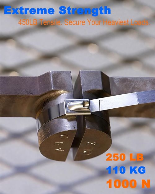 4.6mm x 200mm Stainless Steel Zip Ties (100 Pack) | Heavy Duty Metal Cable Ties