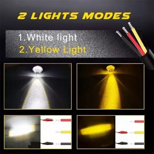 2-Pack Mini LED Driving Lamps with Switch, Dual Color High Luminance Spotlight for Trucks Super bright dual color motorcycle spotlight, yellow and white dual light, one light for two purposes, special design, with switch, easy to install, high quality aluminum material, wide range of uses. Accompany you to drive safely at any tim