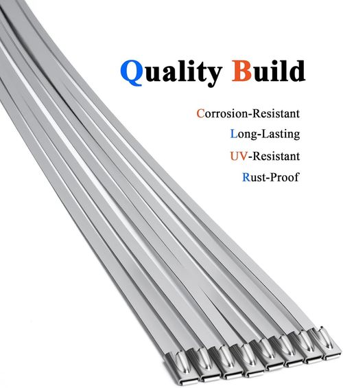 4.6mm x 200mm Stainless Steel Zip Ties (100 Pack) | Heavy Duty Metal Cable Ties