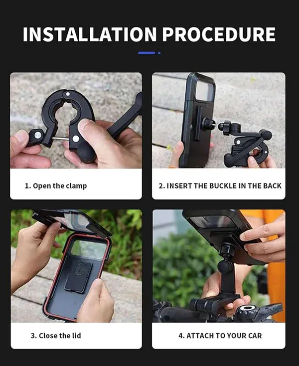 Motorcycle Waterproof Magnetic Phone Holder - Retractable Cell Phone Navigation Bracket for Bikes