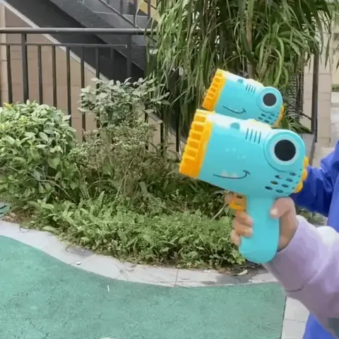 40-Hole Dinosaur-Shaped Handheld Bubble Machine — Electric Bubble Gun, Outdoor Party Toy (Bubble Solution Not Included)