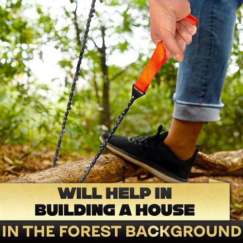 Manual Chain Saw - Survival Pocket Chainsaw with Bag | Manganese Steel 63.5cm Folding Tree Saw with Bidirectional Teeth, a Must-Have for Camping Gear, Survival Gear, or Emergency Setups