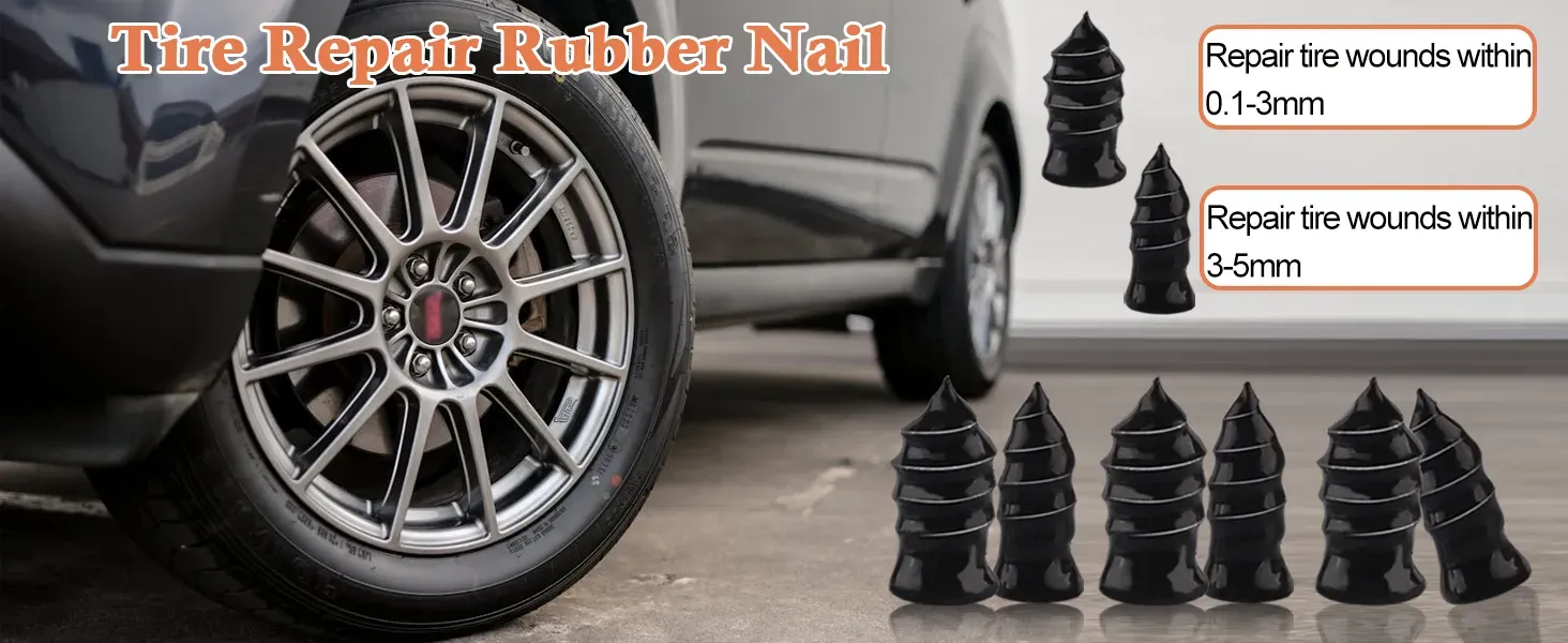 🔥Tire Repair Rubber Plug Set, two sizes, screw-in tire repair plugs, comes with box and screwdriver, quick DIY tire repair tool, 21 tire repair plugs per set. 🚚