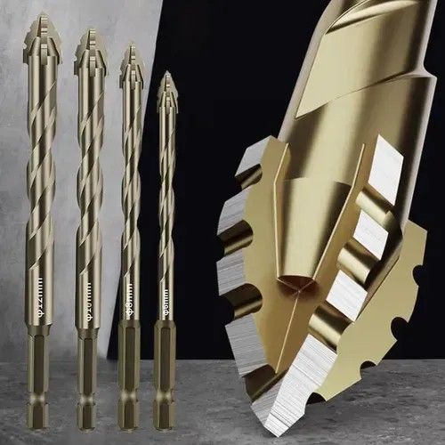 🔥2025 Hot Sale🔥High-Strength 4-Flute Serrated Eccentric Drill Bit Kit EFFICIENT DEEP DRILLINGUp to 5cm Depth Without Cracking