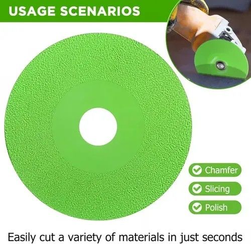 GLASS CUTTING DISC Precise and Fast Cutting: The ultra-thin blade ensures accurate, fast cuts, cut Everything in Seconds cuts. Whether the cutting material is slate, marble, ceramic tiles, or ceramics, you can easily cut, polish, and chamfer to complete the work perfectly