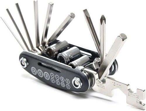 Bike Repair Tool Kit, 16-in-1 Foldable Multi Function Tool with Hex Wrench & Screwdriver, Portable Multitool Cycling Repair Tools for Motorcycle Bicycle Mountain Bike