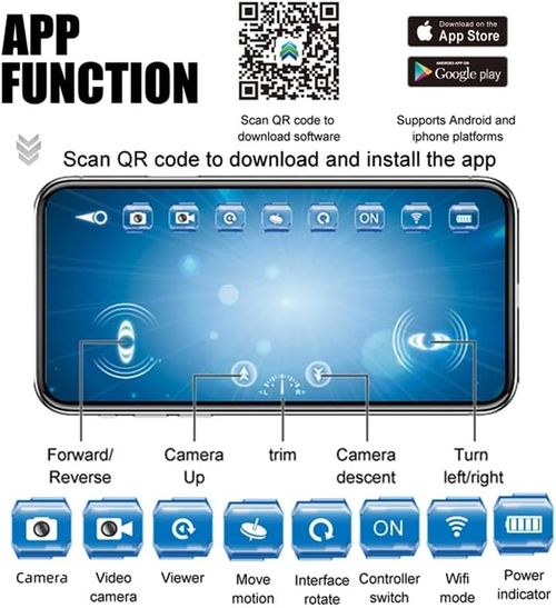 Boats with Camera for Adults, 6CH Remote Control Boat for Pools & Lakes, App Wireless Control Waterproof RC Camera Boat