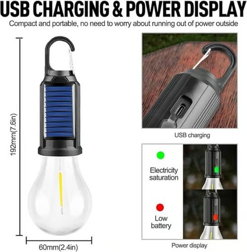 🔥Solar-powered light bulb, USB rechargeable LED waterproof lamp🔥