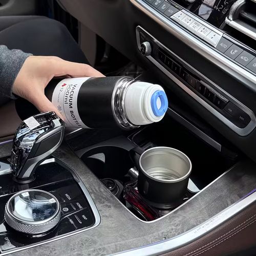 Coffee Thermo Bottle -Vacuum-Insulated Stainless Steel Travel Mug, 16oz Insulated Bottle with Cup for Hot & Cold Drink Travel Mug (black, Three Cup)