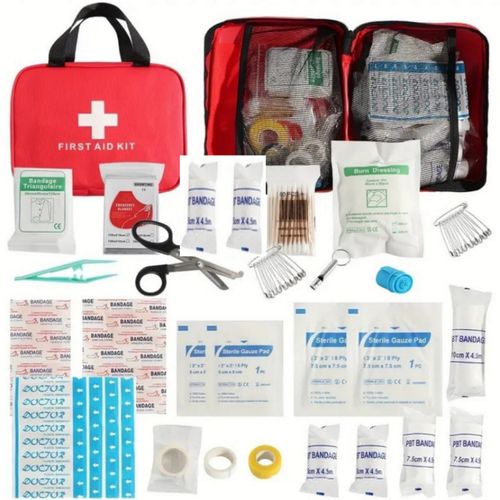 Red First Aid Kit, Empty Travel Rescue Bag, First Aid Kit, First Aid Kit, First Aid Kit, Suitable for Cars, Homes, Offices, Kitchens, Sports, Outdoors (Red, with Folder)