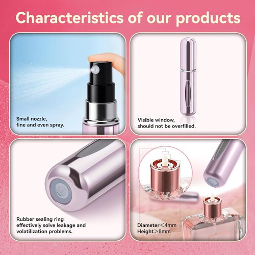 Yamadura Mini Refillable Perfume Portable Atomizer Bottle Refillable Perfume Spray, Refill Pump Case for Traveling and Outgoing (5ml, 4 Pack) 4