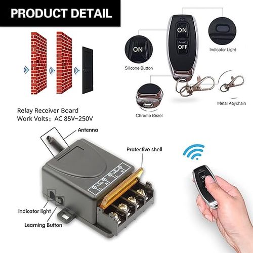 🔥 Wireless Remote Switch🔧🔥 Operating voltage 90V-256V, load 300W🔧