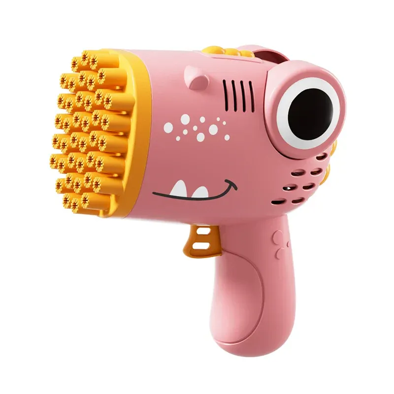 40-Hole Dinosaur-Shaped Handheld Bubble Machine — Electric Bubble Gun, Outdoor Party Toy (Bubble Solution Not Included)