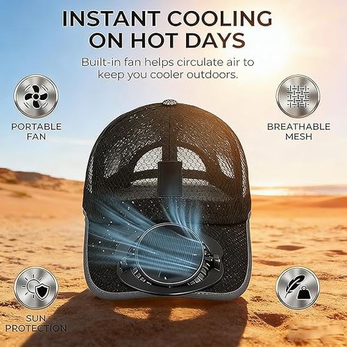 Breathable Solar-Powered Fan Baseball Cap（1PCS black）