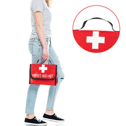 Red First Aid Kit, Empty Travel Rescue Bag, First Aid Kit, First Aid Kit, First Aid Kit, Suitable for Cars, Homes, Offices, Kitchens, Sports, Outdoors (Red, with Folder)