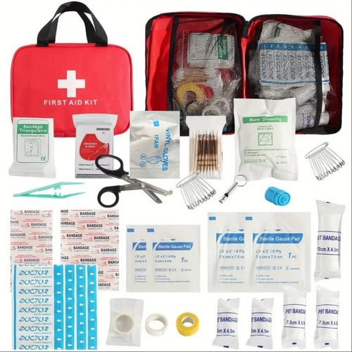 Red First Aid Kit, Empty Travel Rescue Bag, First Aid Kit, First Aid Kit, First Aid Kit, Suitable for Cars, Homes, Offices, Kitchens, Sports, Outdoors (Red, with Folder)