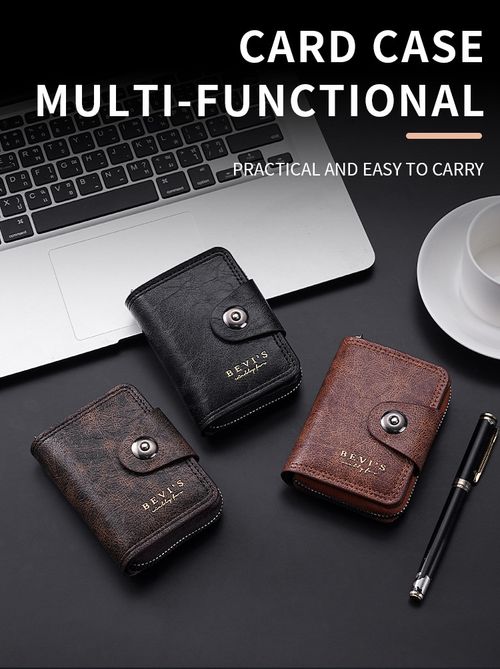Men's Slim Zipper Wallet & Card Holder | Compact Cash Purse