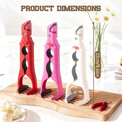 3-in-1 Hot Plate Gripper, 2025 NEW Multi-Angle Anti-Scald Bowl Holder Clip & Hot Plate Grabber Tool with Lock for Hot Bowl Cozy Holder, Hot Plate Gripper Tongs (Red 1PCS)