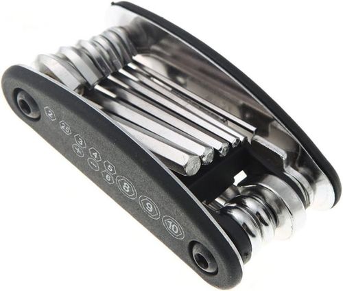 Bike Repair Tool Kit, 16-in-1 Foldable Multi Function Tool with Hex Wrench & Screwdriver, Portable Multitool Cycling Repair Tools for Motorcycle Bicycle Mountain Bike