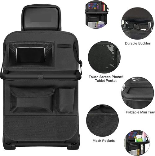 Car Backseat Organizer, Seat Back Cover with 10 Storage Pockets and 11-inch Tablet Holder, Waterproof Backseat Protective Cover