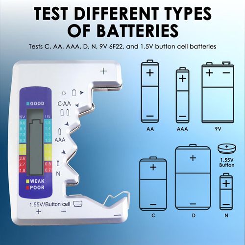 Universal Battery Tester LCD Display | Check AA, AAA, 9V & Button Cells